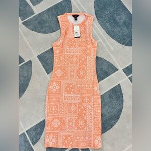 New look Orange Patterned Sleeveless Dress NWT Age 14-15